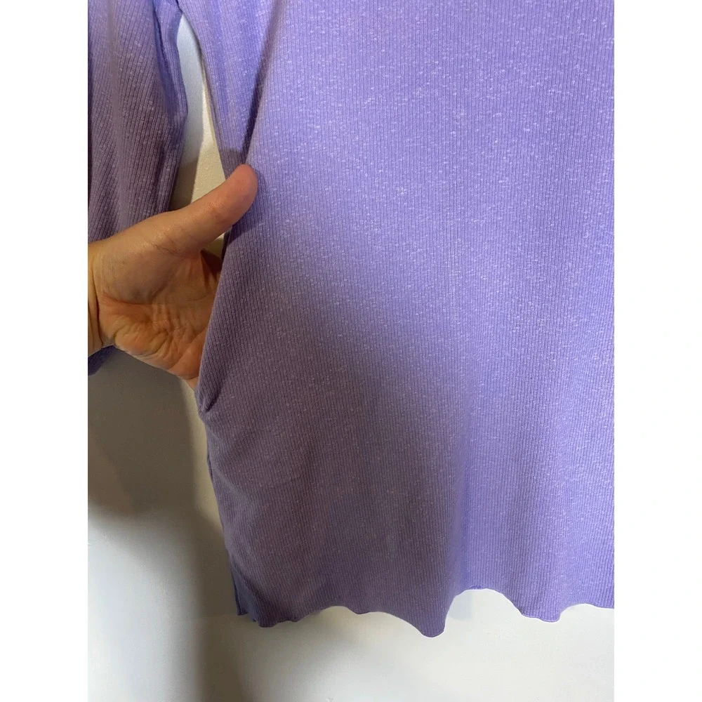Athleta Girls Size 7 Purple‎ Ribbed Long Sleeve Pocket Shift Dress Athleisure